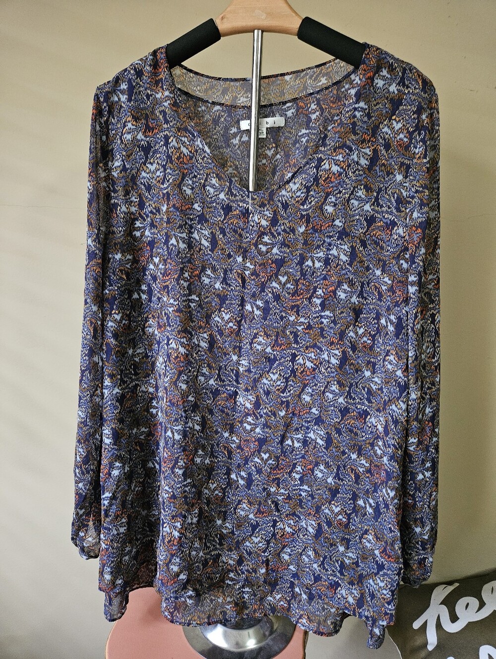 Cabi Tapestry Print Double Layer Blouse Top - Size XL